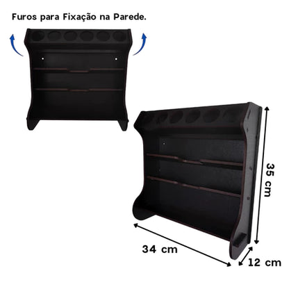 Organizador de Parede para Cozinha Porta Temperos e Papéis com 6 Potes
