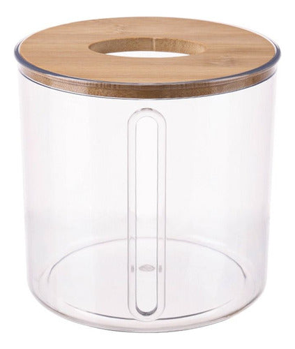 Porta Papel Higiênico Transparente Com Bambu