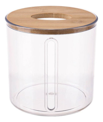 Porta Papel Higiênico Transparente Com Bambu