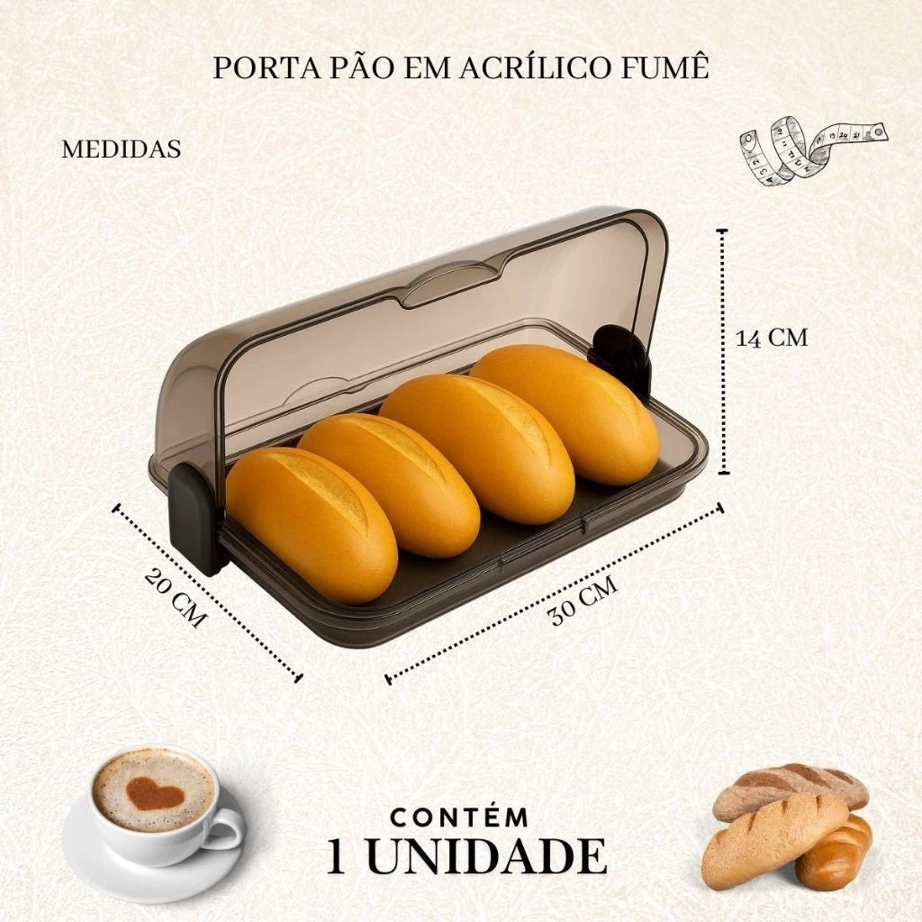 Porta Pão Acrílico Fumê