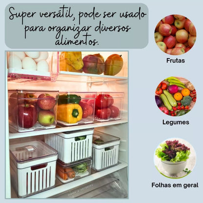 Kit Organizador De Geladeira Multiuso Acrílico Com Tampa