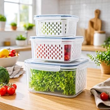Kit 3 Potes Herméticos Organizadores para Geladeira