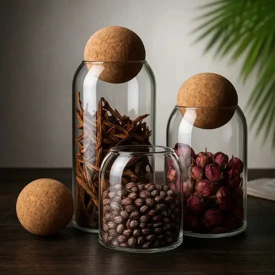 Pote Organizador De Vidro Lua - Kit - 4 Peças