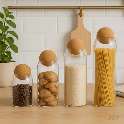 Pote Organizador De Vidro Lua - Kit - 4 Peças