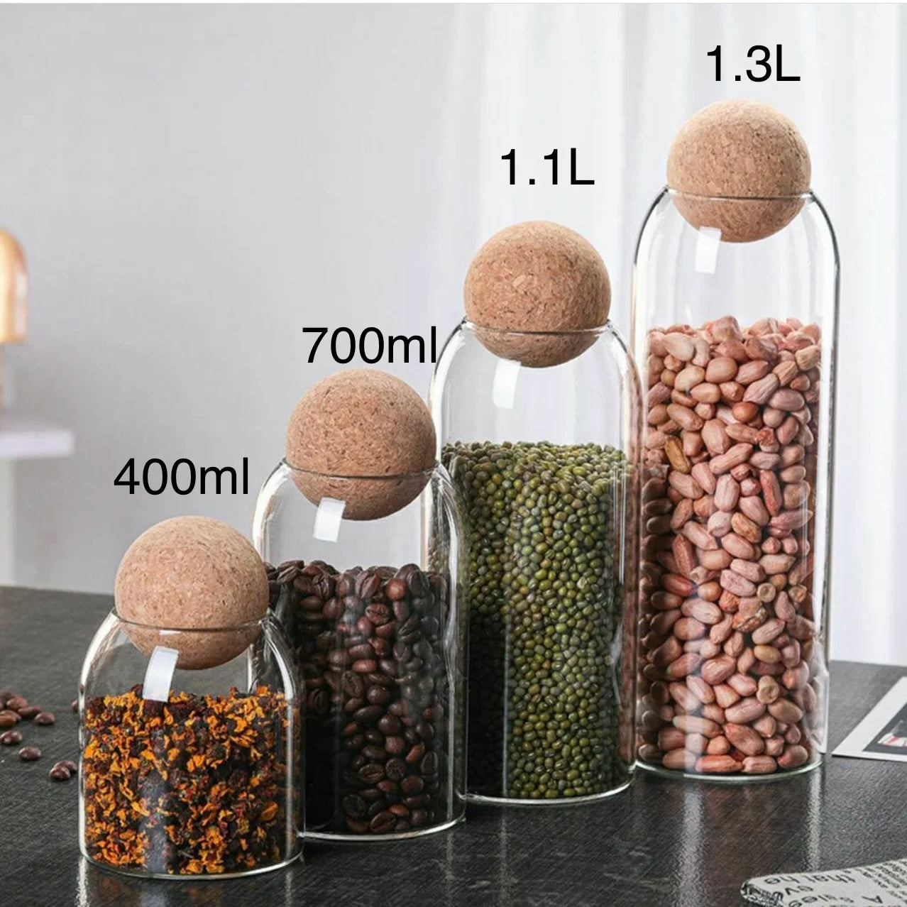 Pote Organizador De Vidro Lua - Kit - 4 Peças