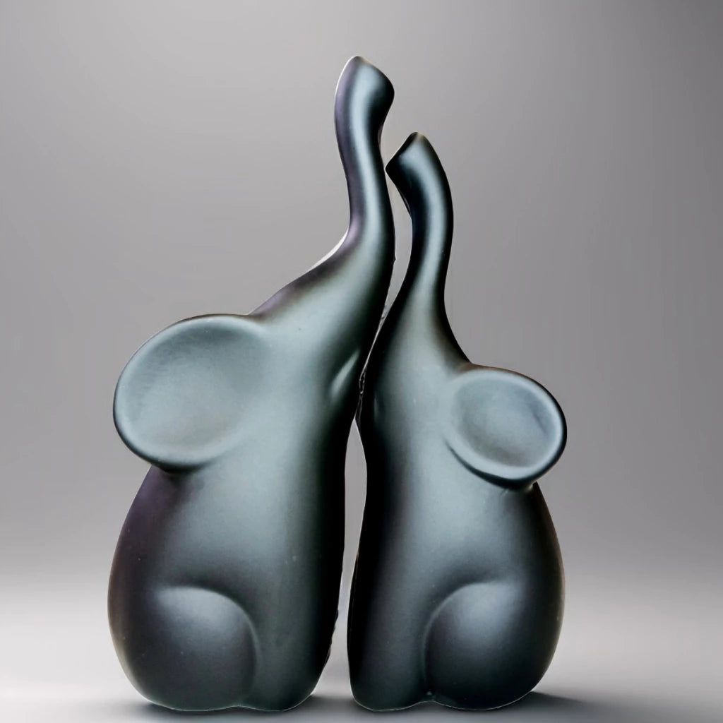 Dupla Elefantes Decorativos de Cerâmica