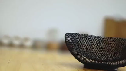 Fruteira De Mesa Aramado Preto Cesto De Frutas Minimalista