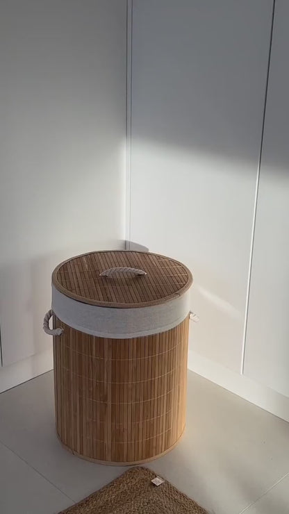 Cesto De Roupas Bambu Redondo Housee