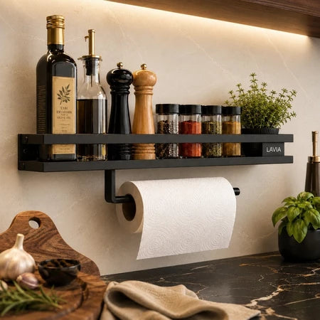 Porta Temperos de Parede em Aço Preto Fosco – 30cm ou 50cm