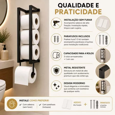 Porta Papel Higiênico De Parede Moderno Housee