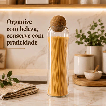 Kit 3 Potes Vidro Tampa Bola de Cortiça Housee