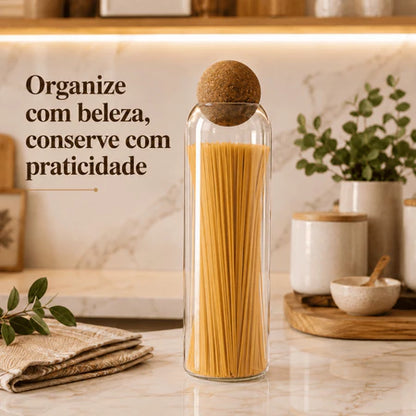Kit 3 Potes Vidro Tampa Bola de Cortiça Housee
