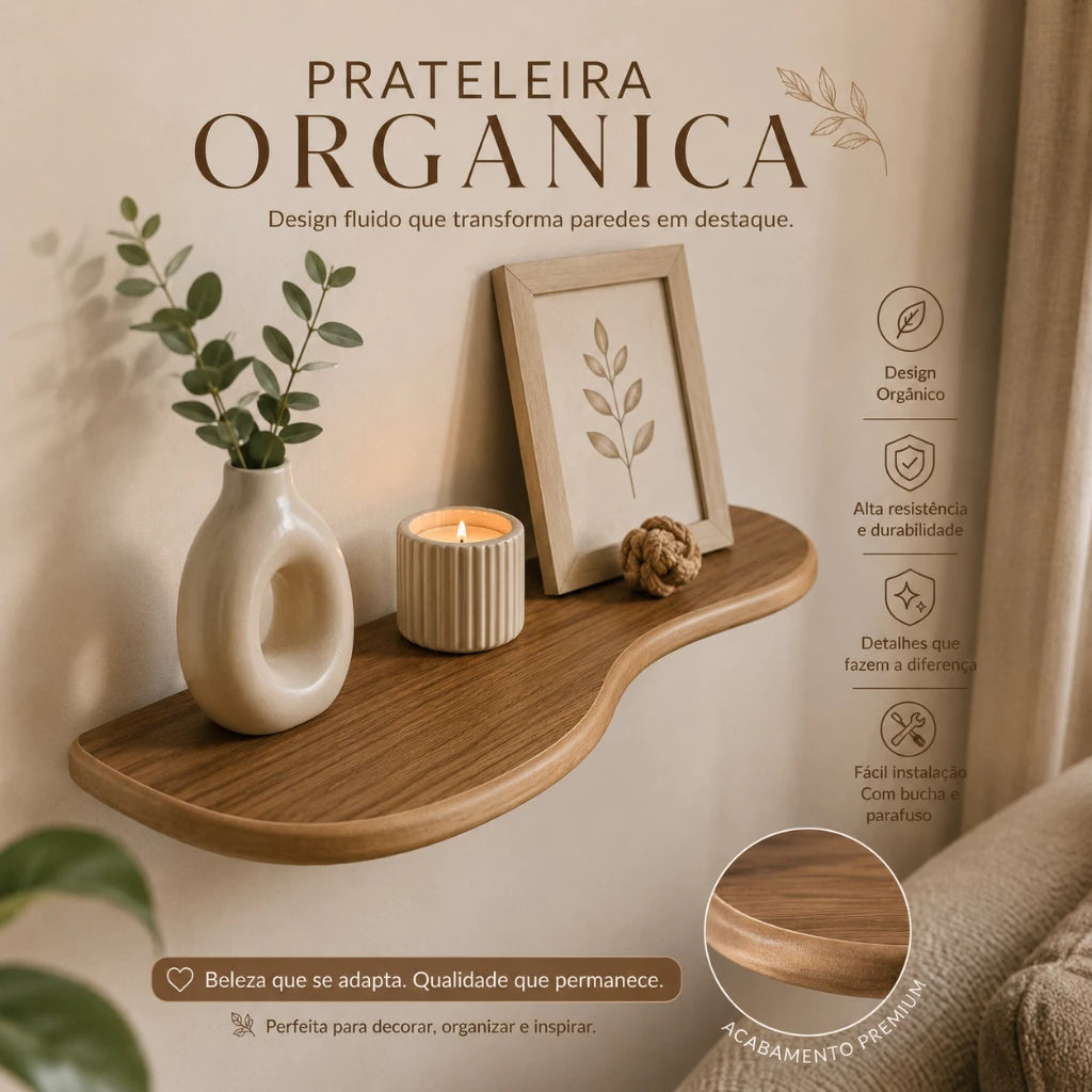 Prateleira Orgânica MDF Flutuante Decorativa Housee