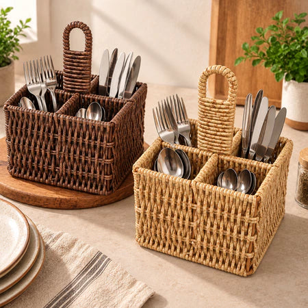 Porta Talheres E Temperos De Mesa Rattan Housee