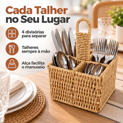 Porta Talheres E Temperos De Mesa Rattan Housee