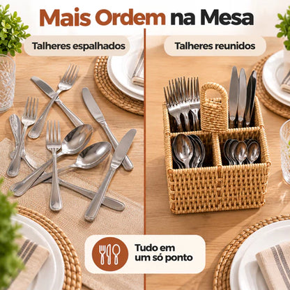 Porta Talheres E Temperos De Mesa Rattan Housee