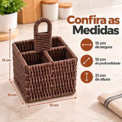 Porta Talheres E Temperos De Mesa Rattan Housee