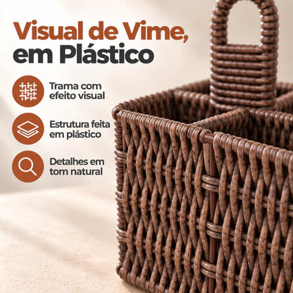 Porta Talheres E Temperos De Mesa Rattan Housee