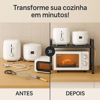 Rack Organizador Multiuso Ajustável para Micro-ondas e Cozinha