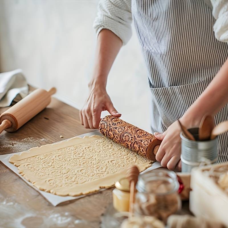 Rolo de Madeira Impressor para Biscoito