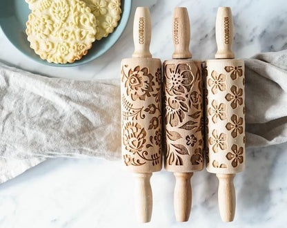 Rolo de Madeira Impressor para Biscoito
