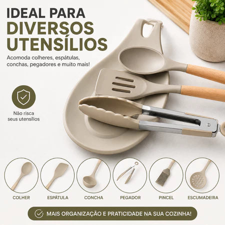 Descanso para Talheres em Silicone  – Suporte para Colher, Garfo e Utensílios