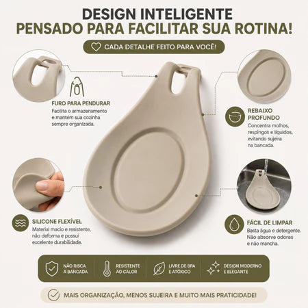 Descanso para Talheres em Silicone  – Suporte para Colher, Garfo e Utensílios