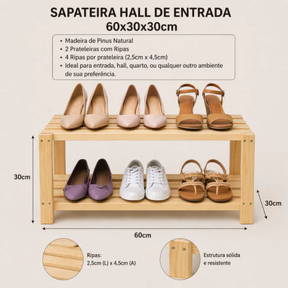 Sapateira De Hall De Entrada Em Madeira Sustentável