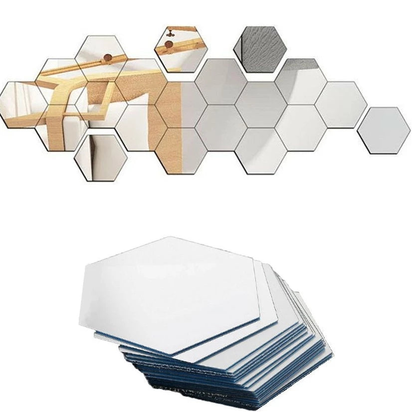 Espelhos Adesivo Hexagonal Decorativos (Kit)