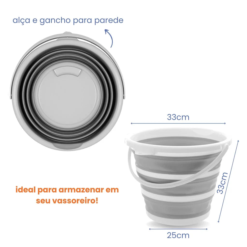 Balde Retrátil Plástico e Silicone