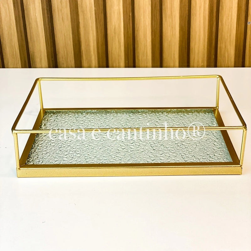 Bandeja Decorativa Espelhado ou Marmorizado Multiuso Retangular ou Redonda Dourado Casa Cozinha