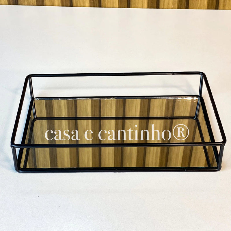 Bandeja Decorativa Espelhado ou Marmorizado Multiuso Retangular ou Redonda Dourado Casa Cozinha