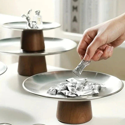 Suporte Bolo Inox e Madeira