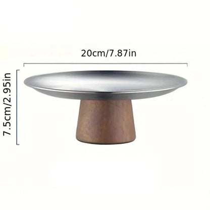 Suporte Bolo Inox e Madeira
