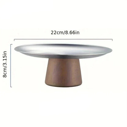 Suporte Bolo Inox e Madeira