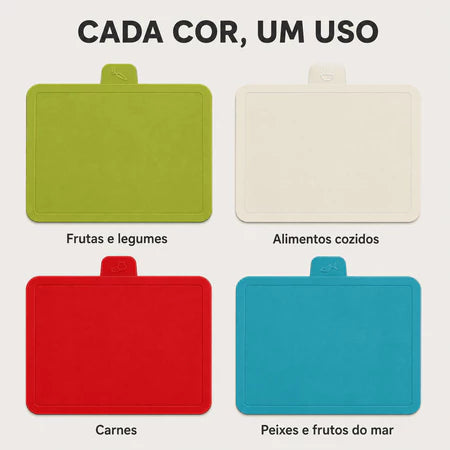 Conjunto 4 Tábuas de Corte com Suporte Arco-íris