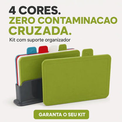 Conjunto 4 Tábuas de Corte com Suporte Arco-íris