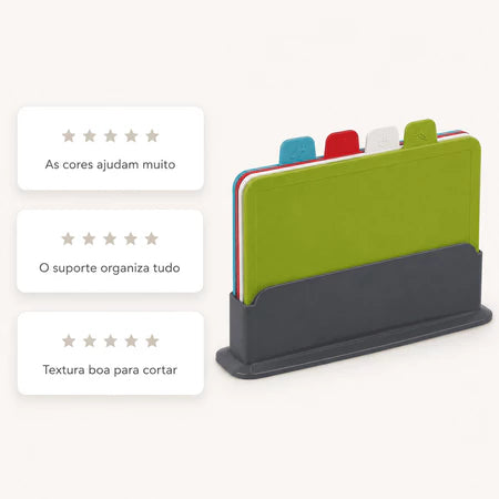 Conjunto 4 Tábuas de Corte com Suporte Arco-íris