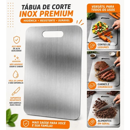 Tábua de Corte em Aço Inox 304 Profissional para Cozinha