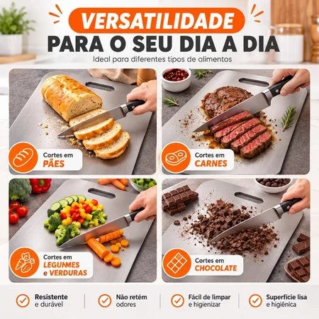 Tábua de Corte em Aço Inox 304 Profissional para Cozinha