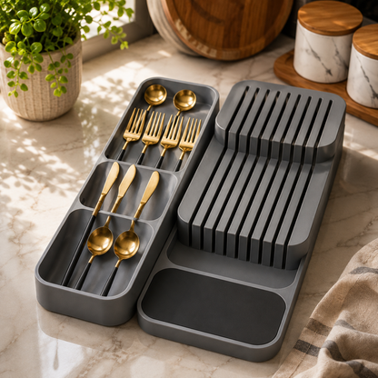 Kit com 2 Organizadores para Talheres e Facas