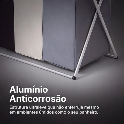 Cesto Organizador de Roupas Dobrável Triplo Premium – 3 Divisórias para Separação Inteligente | Estrutura Reforçada