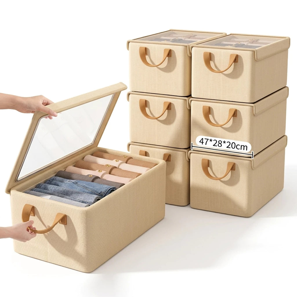 Caixa Organizadora Premium com Visor Transparente – Elegância e Organização para Closets e Guarda-Roupas