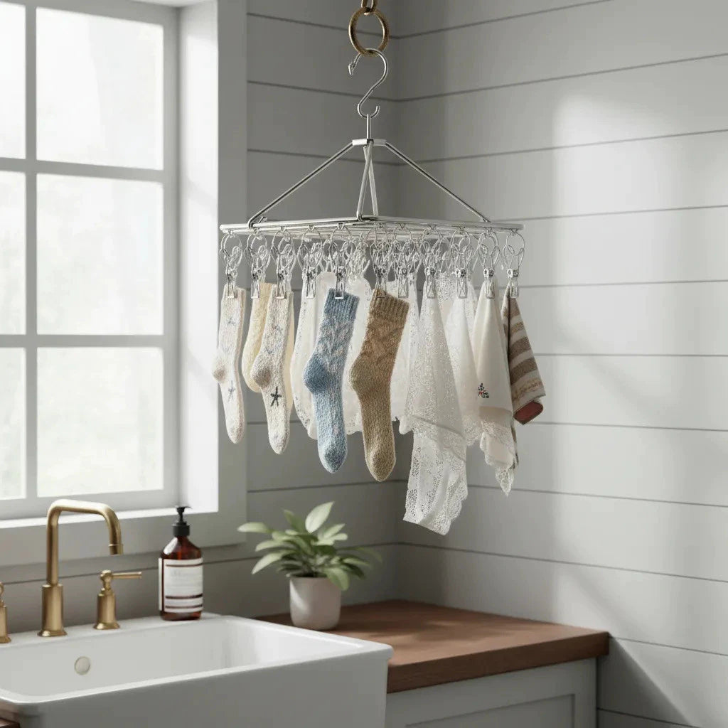 Cabide Varal Portátil em Aço Inox Premium – Organize e Seque Suas Roupas com Muito Mais Praticidade