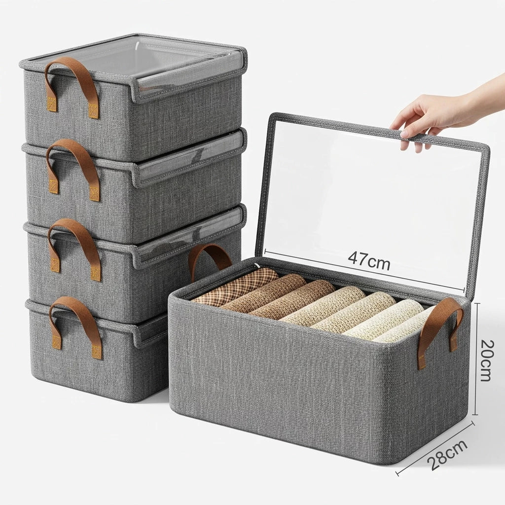 Caixa Organizadora Premium com Visor Transparente – Elegância e Organização para Closets e Guarda-Roupas