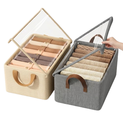 Caixa Organizadora Premium com Visor Transparente – Elegância e Organização para Closets e Guarda-Roupas