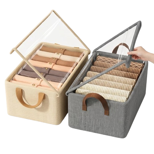 Caixa Organizadora Premium com Visor Transparente – Elegância e Organização para Closets e Guarda-Roupas