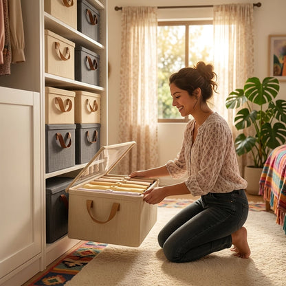 Caixa Organizadora Premium com Visor Transparente – Elegância e Organização para Closets e Guarda-Roupas