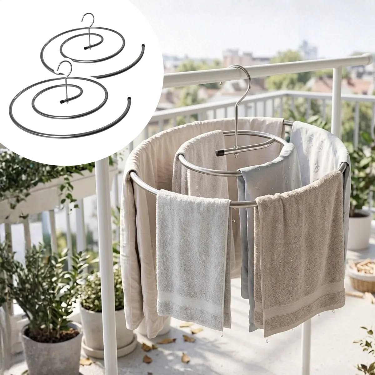Varal Espiral de Aço Inox – Retrátil para Roupas Volumosas