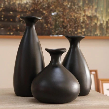 Trio de Vasos Decorativos em Cerâmica – 3 Tamanhos